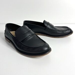LOEWE Black Leather Penny Loafers